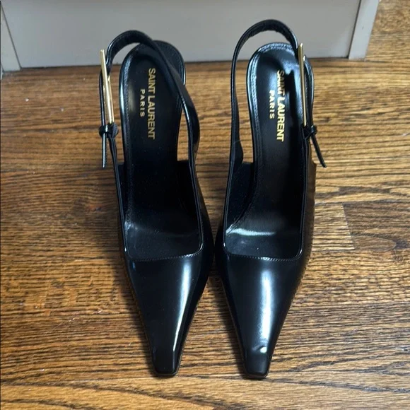 Saint Laurent Black Slingback Heels - Picture 2 of 6